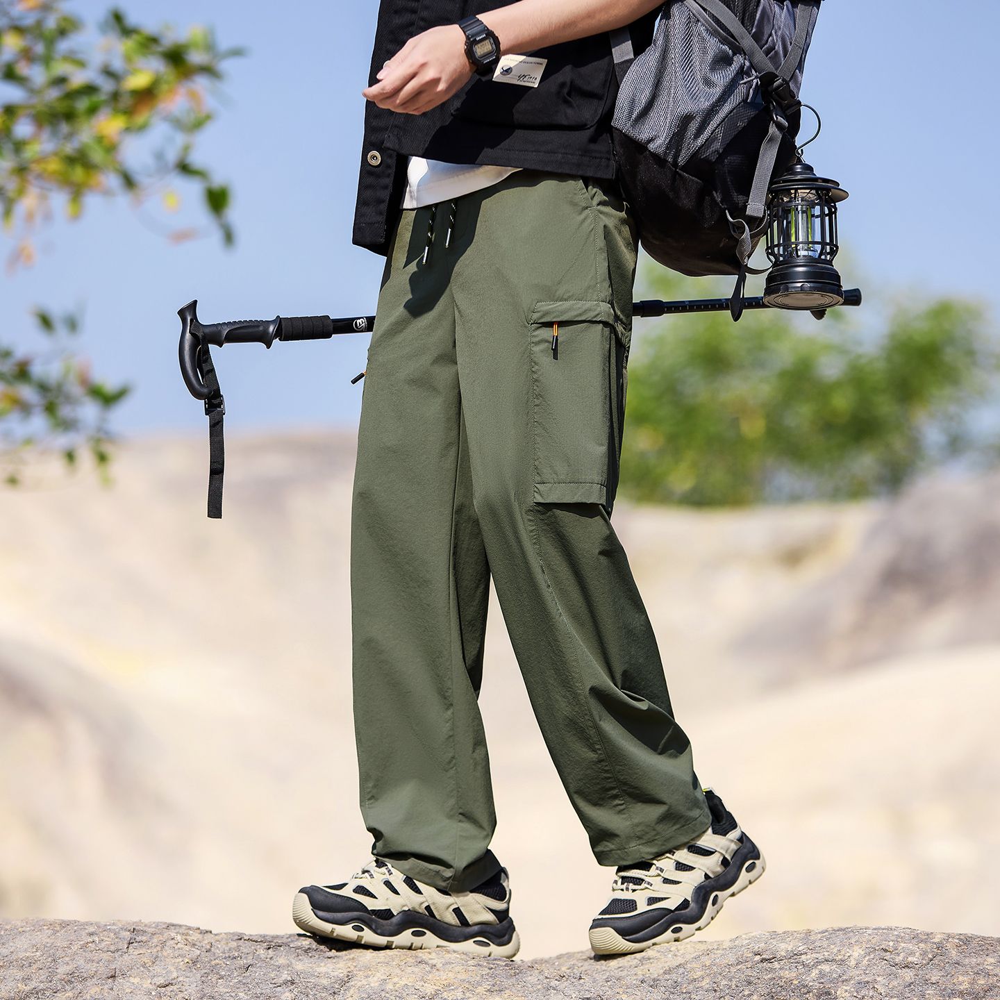 Mens Cargo Pants Men Solid Col - Outdoor Sport Hose 评论和价格