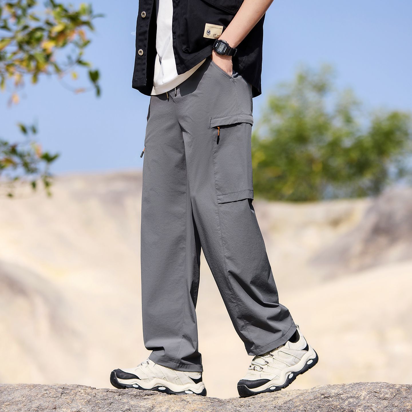 Mens Cargo Pants Men Solid Col - Outdoor Sport Hose 评论和价格